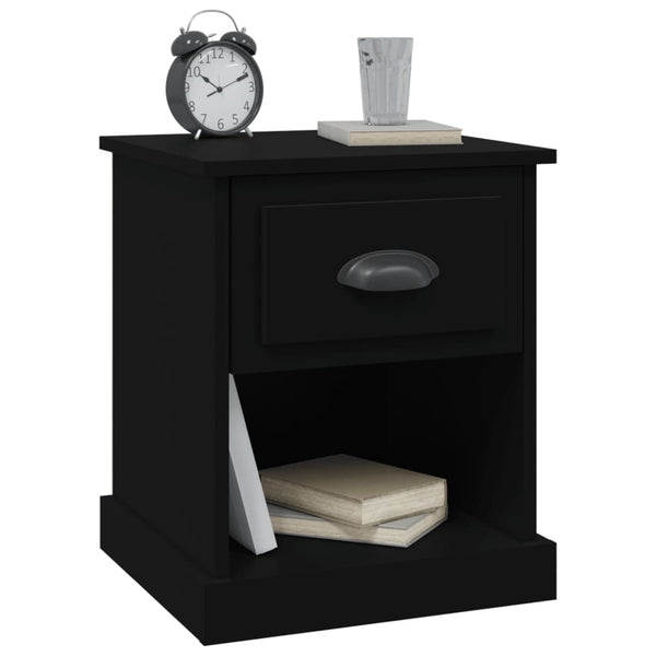 Bedside Cabinets 2 Pcs Black 39X39x47.5 Cm Engineered Wood Bedside Tables