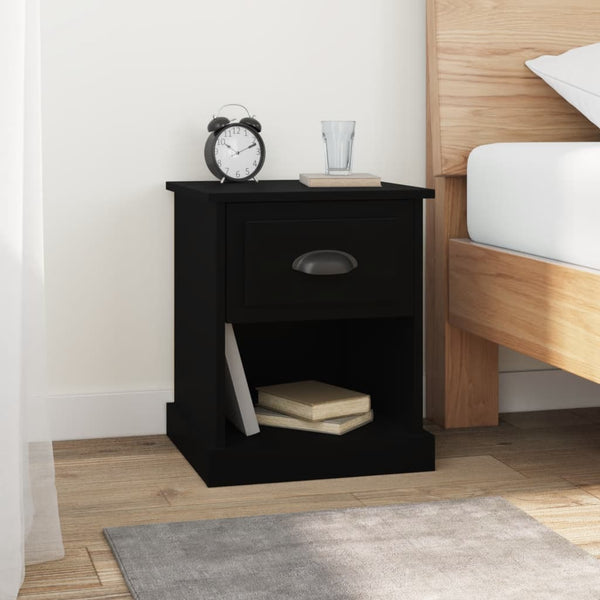Bedside Cabinets 2 Pcs Black 39X39x47.5 Cm Engineered Wood Bedside Tables