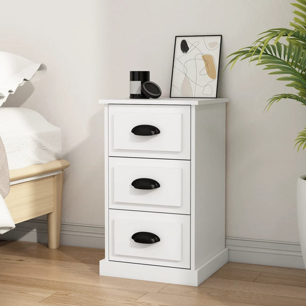 Bedside Cabinet White 39X39x67 Cm Engineered Wood Bedside Tables