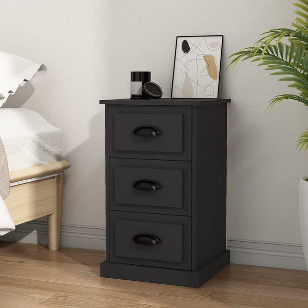 Bedside Cabinet Black 39X39x67 Cm Engineered Wood Bedside Tables