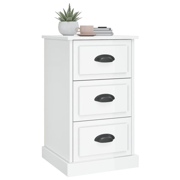 Bedside Cabinet High Gloss White 39X39x67 Cm Engineered Wood Bedside Tables