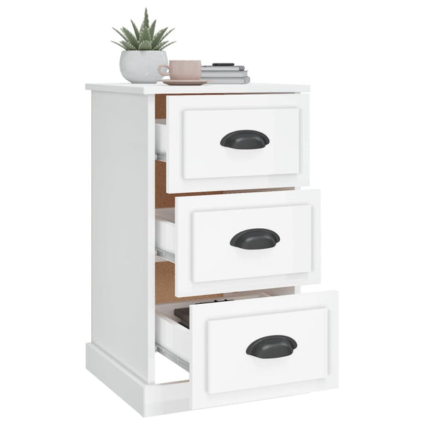 Bedside Cabinet High Gloss White 39X39x67 Cm Engineered Wood Bedside Tables