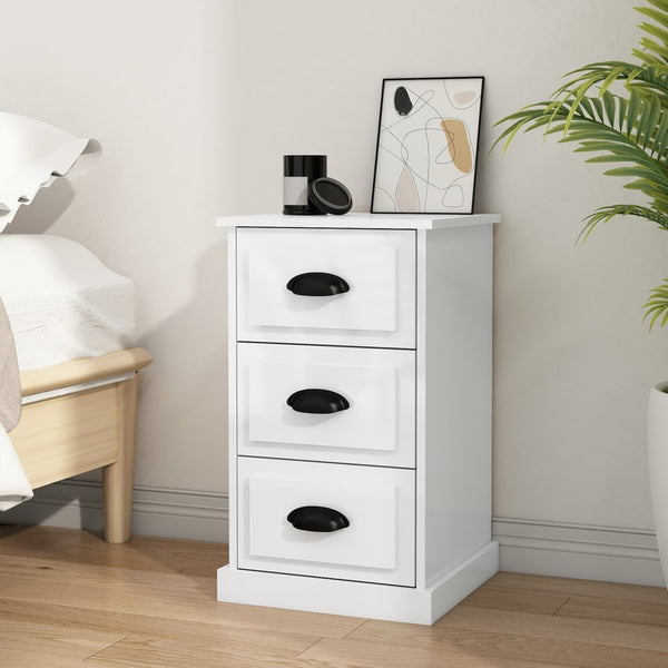 Bedside Cabinet High Gloss White 39X39x67 Cm Engineered Wood Bedside Tables