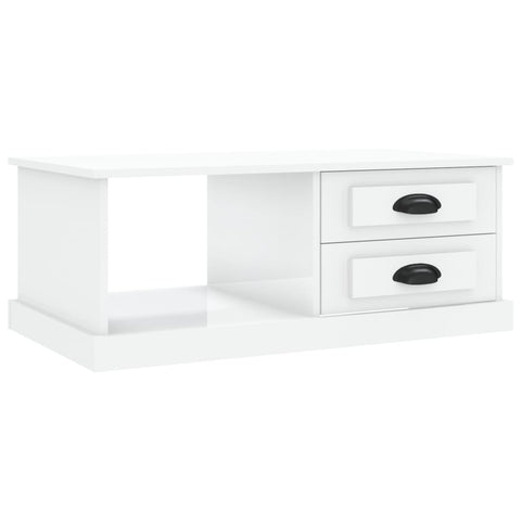 Coffee Table High Gloss White 90X50x35 Cm Engineered Wood Coffee Tables