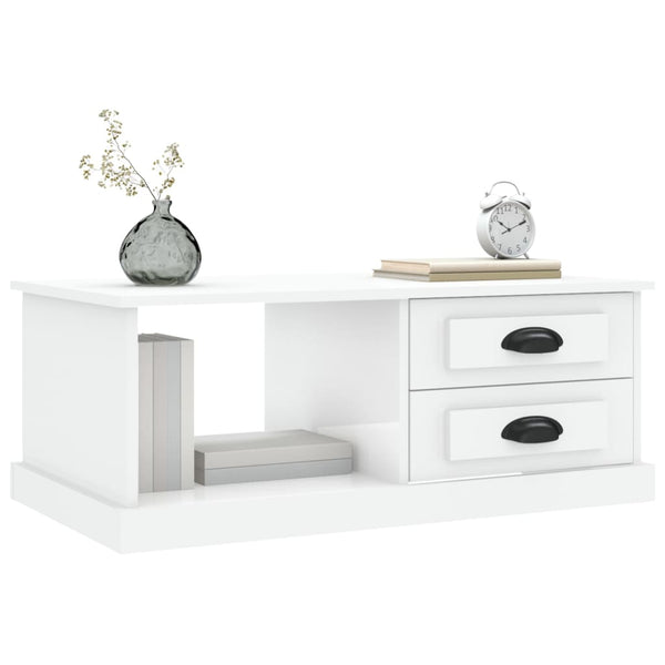 Coffee Table High Gloss White 90X50x35 Cm Engineered Wood Coffee Tables