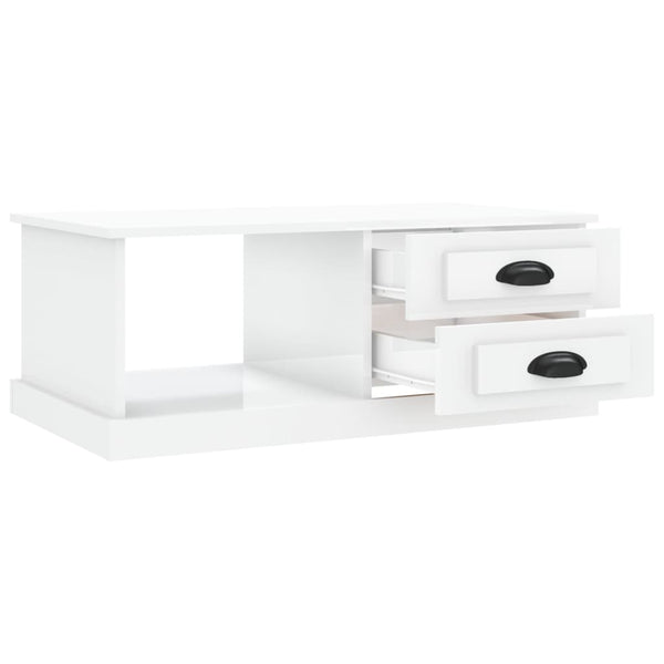 Coffee Table High Gloss White 90X50x35 Cm Engineered Wood Coffee Tables