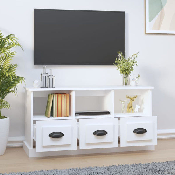 Tv Cabinet White 100X35x50 Cm Engineered Wood Tv Stands & Mounts