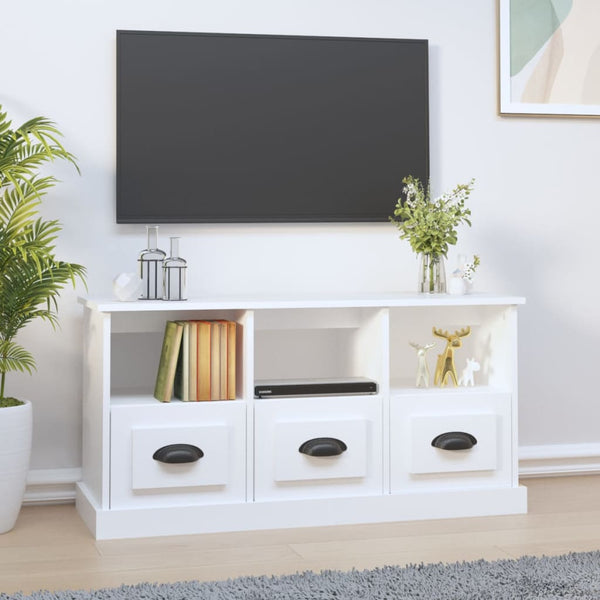 Tv Cabinet White 100X35x50 Cm Engineered Wood Tv Stands & Mounts