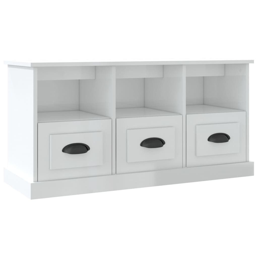 Tv Cabinet High Gloss White 100X35x50 Cm Engineered Wood Tv Stands & Mounts