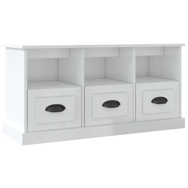 Tv Cabinet High Gloss White 100X35x50 Cm Engineered Wood Tv Stands & Mounts