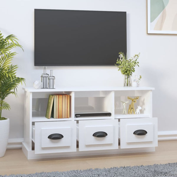 Tv Cabinet High Gloss White 100X35x50 Cm Engineered Wood Tv Stands & Mounts