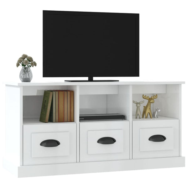 Tv Cabinet High Gloss White 100X35x50 Cm Engineered Wood Tv Stands & Mounts