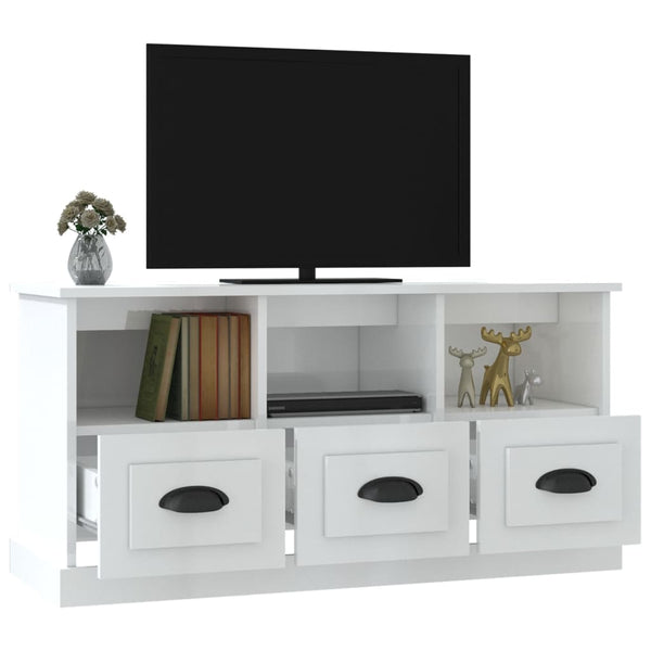 Tv Cabinet High Gloss White 100X35x50 Cm Engineered Wood Tv Stands & Mounts