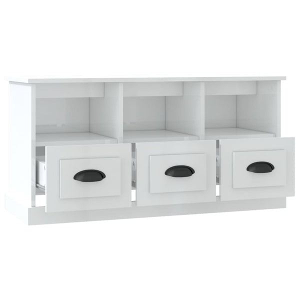 Tv Cabinet High Gloss White 100X35x50 Cm Engineered Wood Tv Stands & Mounts