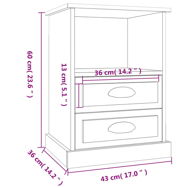 Bedside Cabinets 2 Pcs White 43X36x60 Cm Bedside Tables