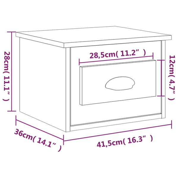 Wall Mounted Bedside Cabinet White 41.5X36x28cm Bedside Tables