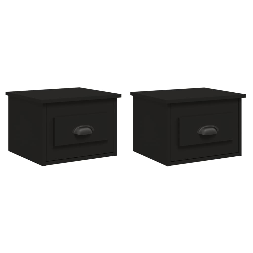 Wall Mounted Bedside Cabinets 2 Pcs Black 41.5X36x28cm Bedside Tables