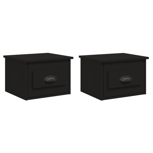 Wall Mounted Bedside Cabinets 2 Pcs Black 41.5X36x28cm Bedside Tables