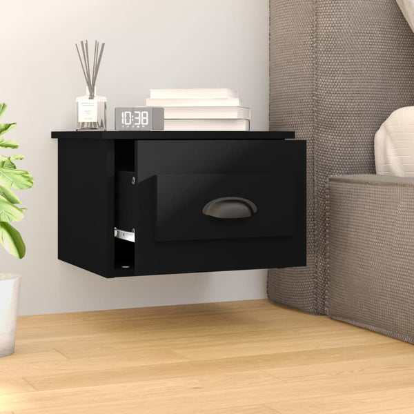 Wall Mounted Bedside Cabinets 2 Pcs Black 41.5X36x28cm Bedside Tables