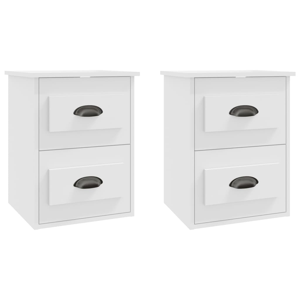 Wall Mounted Bedside Cabinets 2 Pcs White 41.5X36x53cm Bedside Tables
