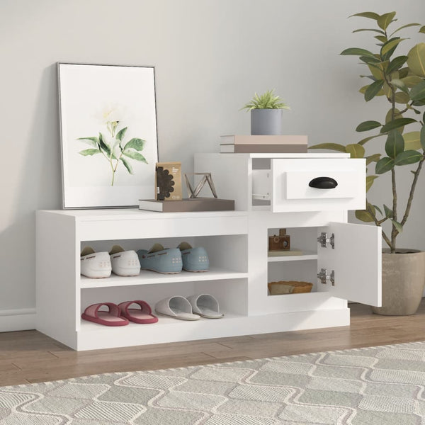Shoe Cabinet White 100X42x60 Cm Engineered Wood Shoe Cabinets