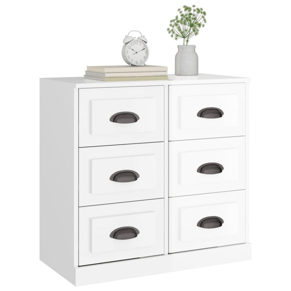 Sideboard High Gloss White 70X35.5X67.5 Cm Engineered Wood Sideboards & Buffets
