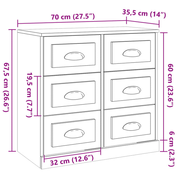 Sideboard High Gloss White 70X35.5X67.5 Cm Engineered Wood Sideboards & Buffets