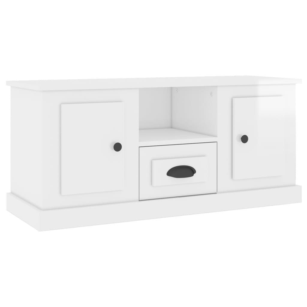 Tv Cabinet High Gloss White 100X35.5X45 Cm Engineered Wood Tv Stands & Mounts