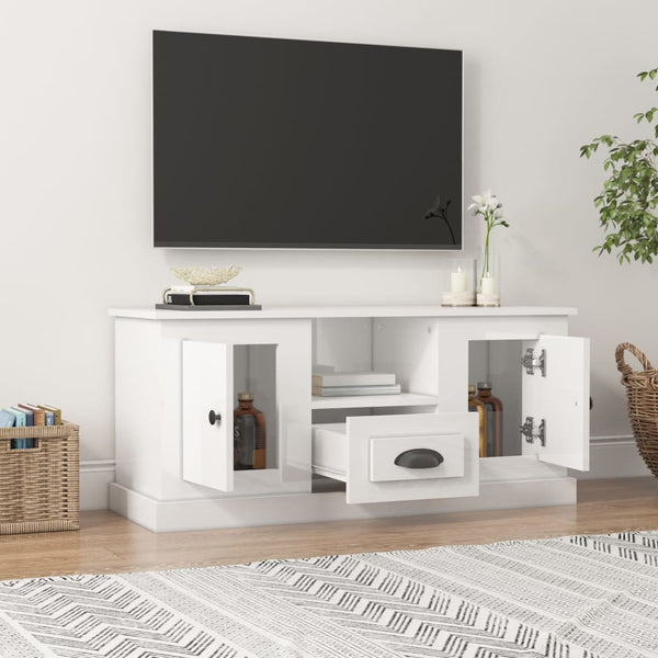 Tv Cabinet High Gloss White 100X35.5X45 Cm Engineered Wood Tv Stands & Mounts
