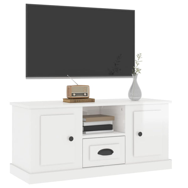 Tv Cabinet High Gloss White 100X35.5X45 Cm Engineered Wood Tv Stands & Mounts