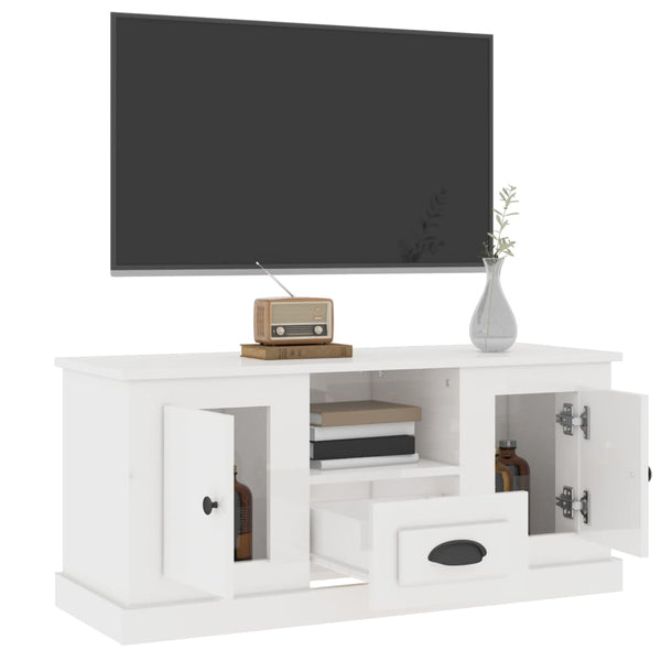Tv Cabinet High Gloss White 100X35.5X45 Cm Engineered Wood Tv Stands & Mounts