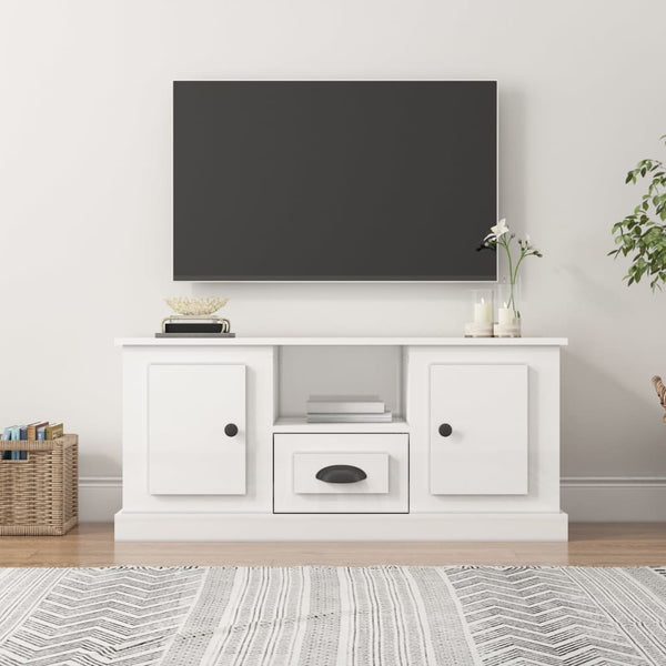 Tv Cabinet High Gloss White 100X35.5X45 Cm Engineered Wood Tv Stands & Mounts