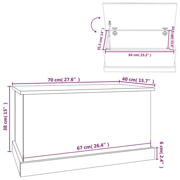 Vidaxl Storage Box Sonoma Oak 70X40x38 Cm Engineered Wood Blanket Boxes