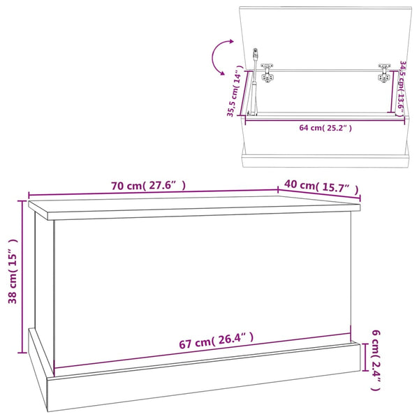 Vidaxl Storage Box Smoked Oak 70X40x38 Cm Engineered Wood Storage Boxes