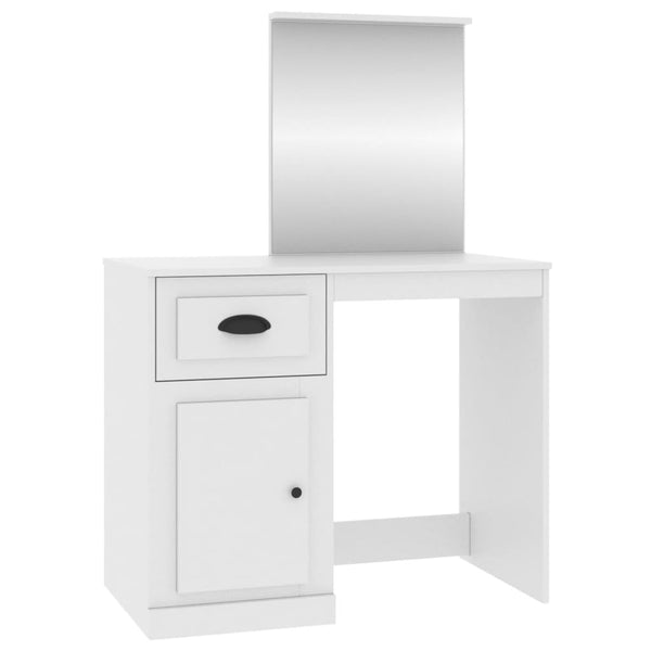Dressing Table With Mirror White 90X50x132.5 Cm Engineered Wood Dressing Tables