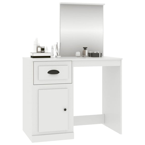 Dressing Table With Mirror White 90X50x132.5 Cm Engineered Wood Dressing Tables