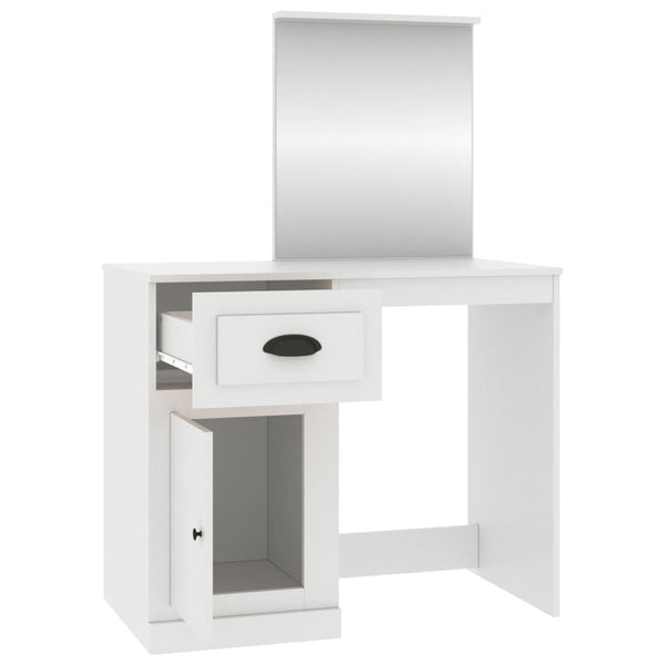Dressing Table With Mirror White 90X50x132.5 Cm Engineered Wood Dressing Tables