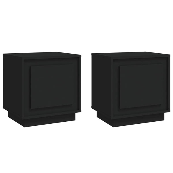 Bedside Cabinets 2 Pcs Black 44X35x45 Cm Engineered Wood Bedside Tables