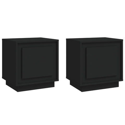 Bedside Cabinets 2 Pcs Black 44X35x45 Cm Engineered Wood Bedside Tables