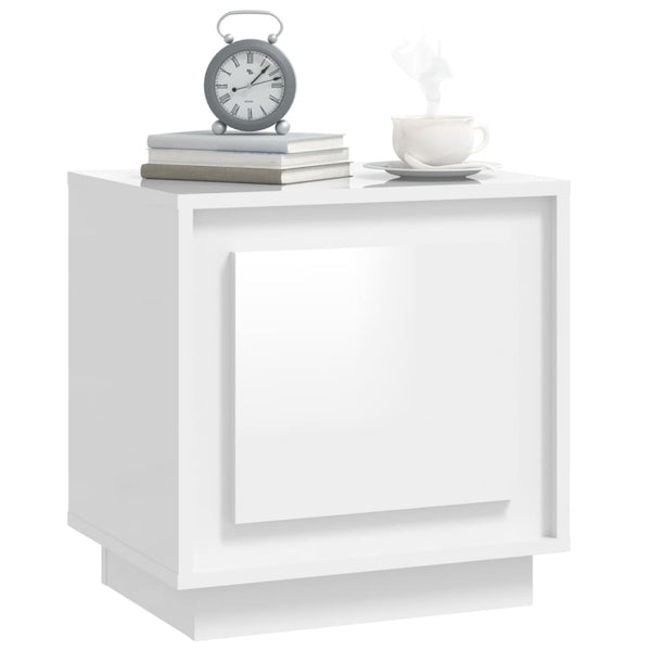 Bedside Cabinet High Gloss White 44X35x45 Cm Engineered Wood Bedside Tables