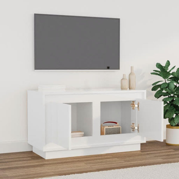 Tv Cabinet High Gloss White 80X35x45 Cm Engineered Wood Tv Stands & Entertainment Units