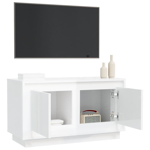 Tv Cabinet High Gloss White 80X35x45 Cm Engineered Wood Tv Stands & Entertainment Units