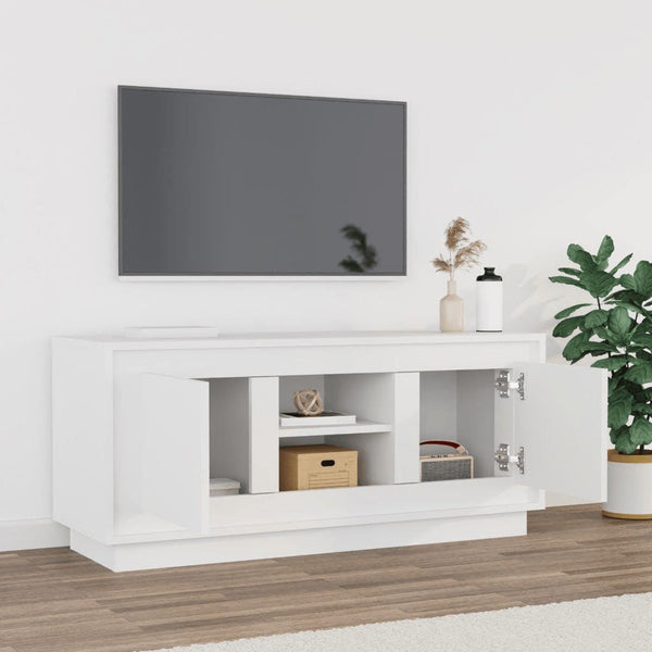 Tv Cabinet White 102X35x45 Cm Engineered Wood Tv Stands & Entertainment Units