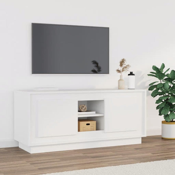 Tv Cabinet White 102X35x45 Cm Engineered Wood Tv Stands & Entertainment Units