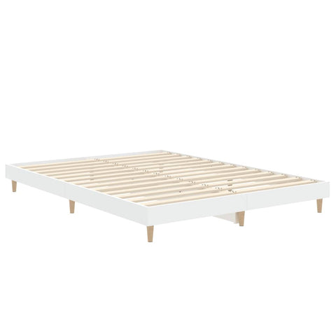 Bed Frame White 137X187 Cm Double Size Engineered Wood Double Bed Frames
