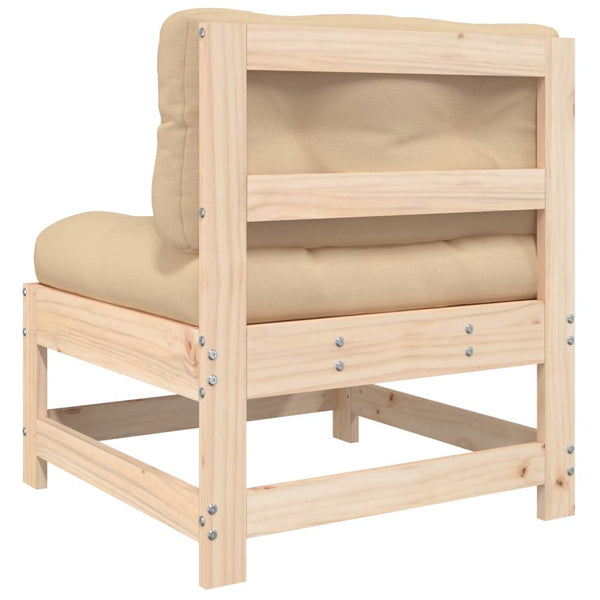 Middle Sofas With Cushions 2 Pcs Solid Wood Pine Patio Chairs