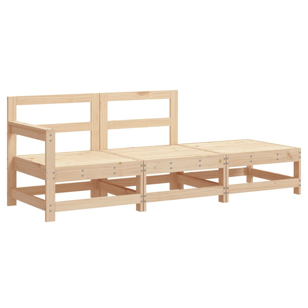 3 Piece Garden Lounge Set With Cushions Solid Wood Loungers