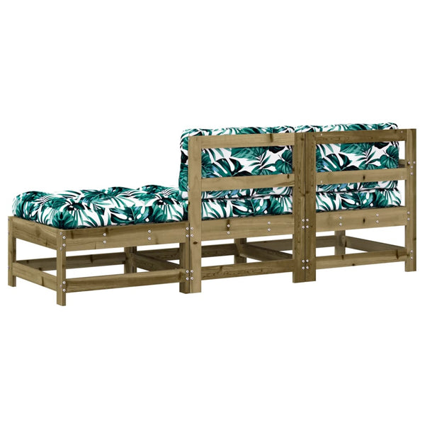 3 Piece Garden Lounge Set With Cushions Impregnated Wood Pine Loungers