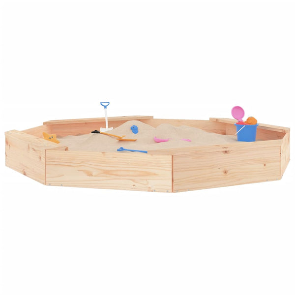 Sandbox With Seats Octagon Solid Wood Pine Sandpit Toys