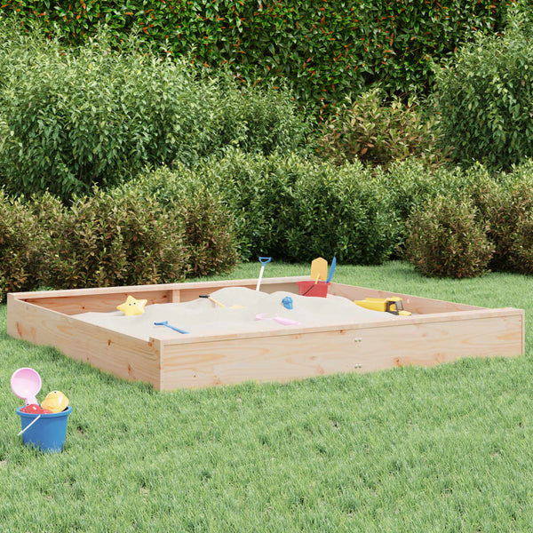 Sandbox With Seats Square Solid Wood Pine Sandpit Toys